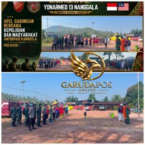 Siaga Darurat Karhutla, Pos Kotis Satgas Yonarmed 13/Nanggala Bersama Polsek, Kecamatan, dan Perusahaan Sawit Gelar Apel Gabungan di Badau